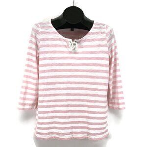 LRL Lauren Jeans Co. Striped 3/4 Sleeve Top Women's Large 100% Cotton Nautical